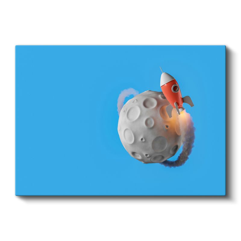 Uzay Roketi - Ay Yolculuğu Temalı Kanvas Tablo