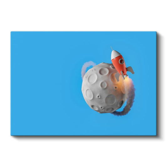 Uzay Roketi - Ay Yolculuğu Temalı Kanvas Tablo