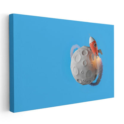 Uzay Roketi - Ay Yolculuğu Temalı Kanvas Tablo