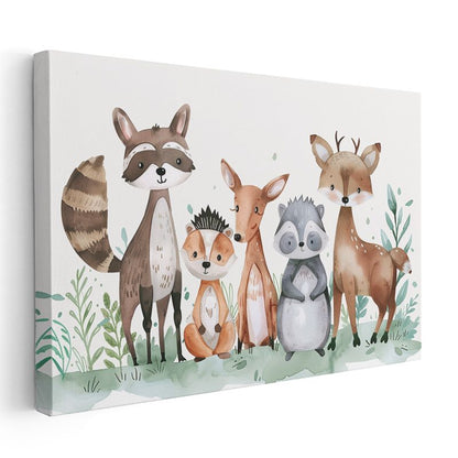Orman Sakinleri - Sevimli Hayvanlar Kanvas Tablo