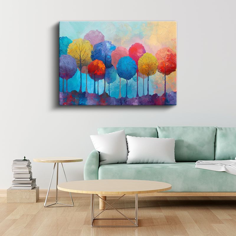 Renkli Ağaçlar - Soyut Dekoratif Kanvas Tablo