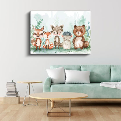 Orman Ekibi - Sevimli Vahşi Hayvanlar Kanvas Tablo