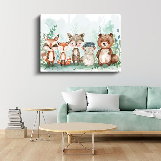 Orman Ekibi - Sevimli Vahşi Hayvanlar Kanvas Tablo
