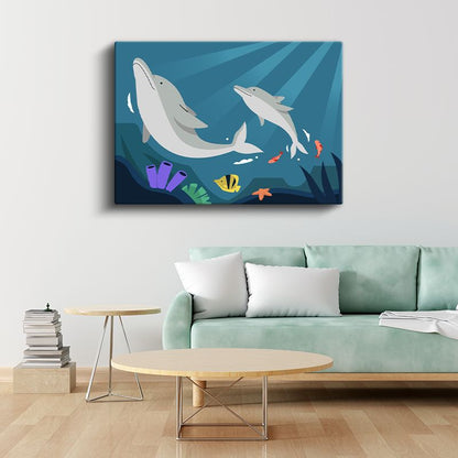Yunuslar Dünyası - Deniz Altı Yaşamı Kanvas Tablo