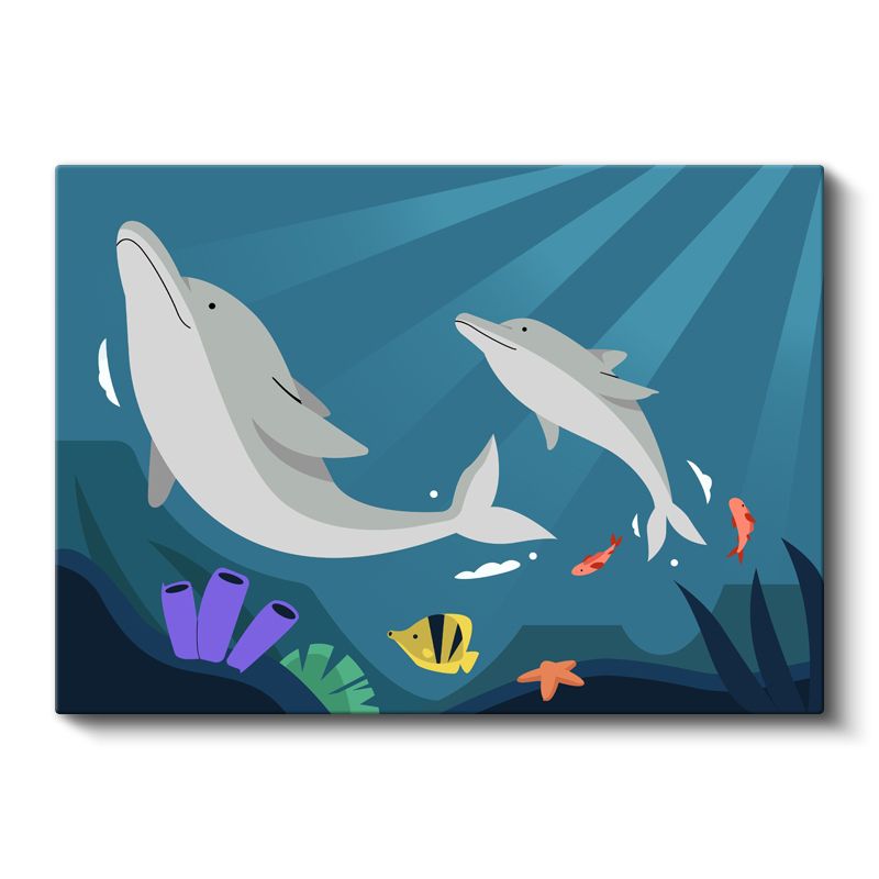 Yunuslar Dünyası - Deniz Altı Yaşamı Kanvas Tablo