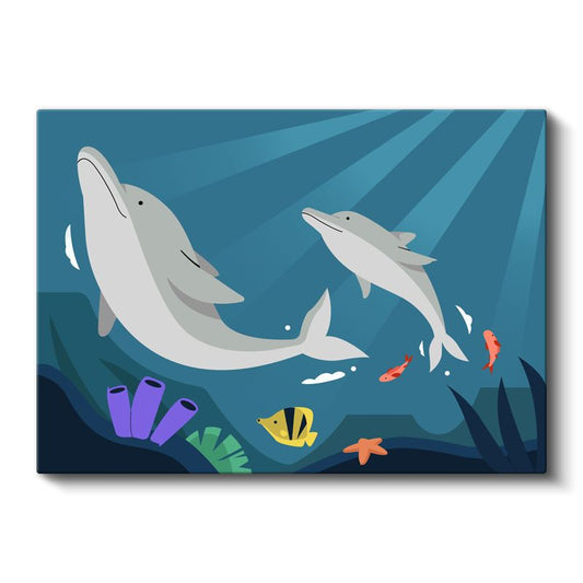 Yunuslar Dünyası - Deniz Altı Yaşamı Kanvas Tablo