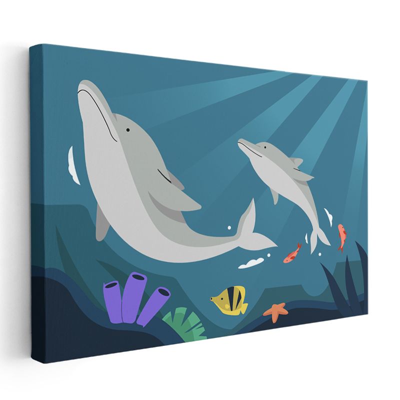 Yunuslar Dünyası - Deniz Altı Yaşamı Kanvas Tablo