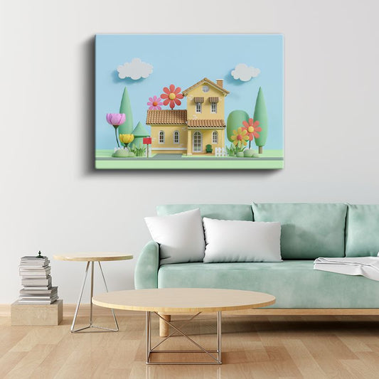 Sevimli Dinozorlar - Yıldızlı Gökyüzü Temalı Kanvas Tablo