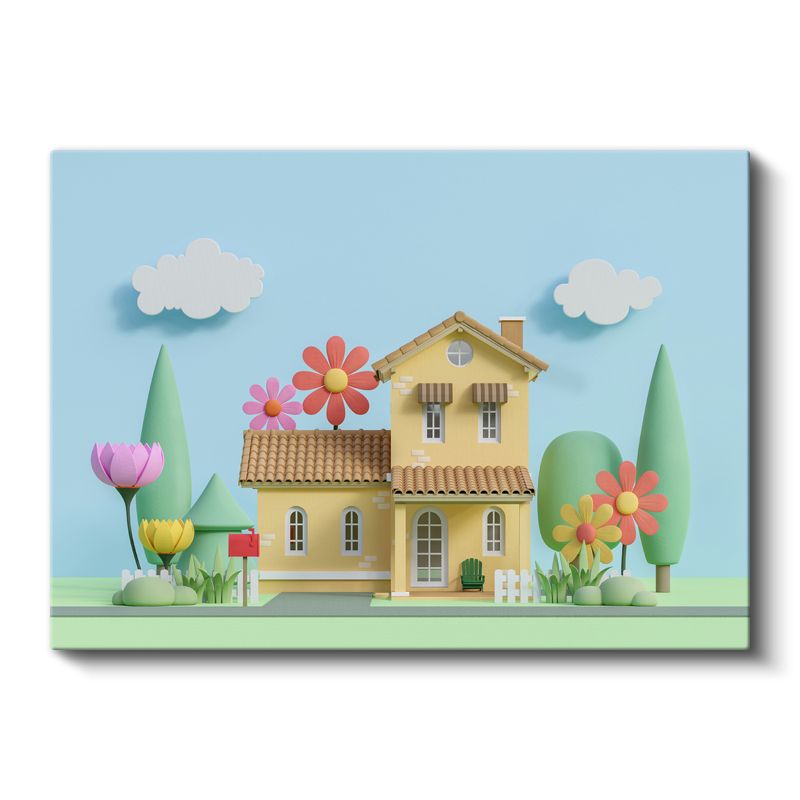 Sevimli Dinozorlar - Yıldızlı Gökyüzü Temalı Kanvas Tablo