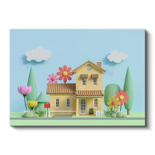 Sevimli Dinozorlar - Yıldızlı Gökyüzü Temalı Kanvas Tablo