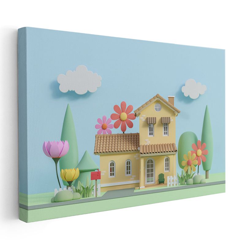 Sevimli Dinozorlar - Yıldızlı Gökyüzü Temalı Kanvas Tablo