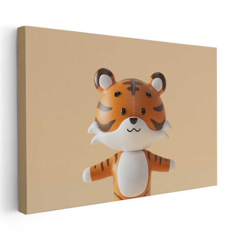 Sevimli Kaplan - Minimalist Dekoratif Kanvas Tablo