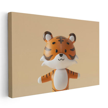 Sevimli Kaplan - Minimalist Dekoratif Kanvas Tablo