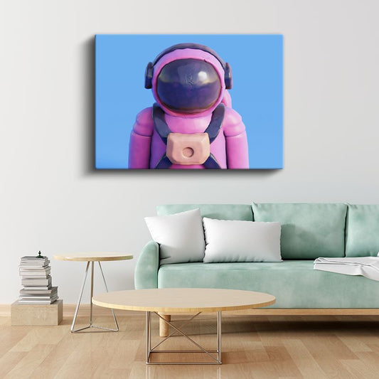 Pembe Astronot - Uzay Macerası Temalı Kanvas Tablo