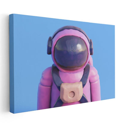 Pembe Astronot - Uzay Macerası Temalı Kanvas Tablo