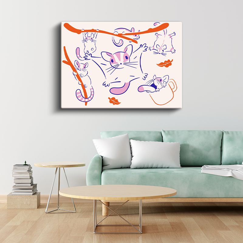 Neşeli Fareler - Çizgi Sanatı Kanvas Tablo