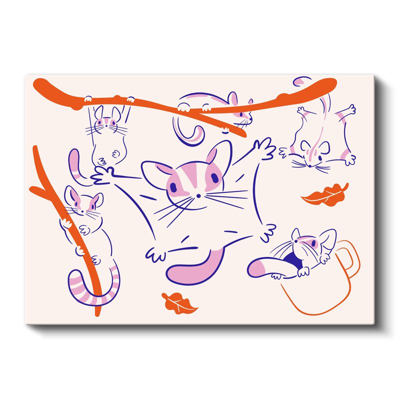 Neşeli Fareler - Çizgi Sanatı Kanvas Tablo