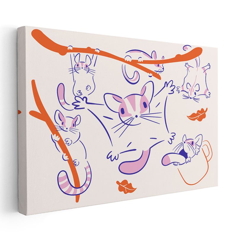 Neşeli Fareler - Çizgi Sanatı Kanvas Tablo