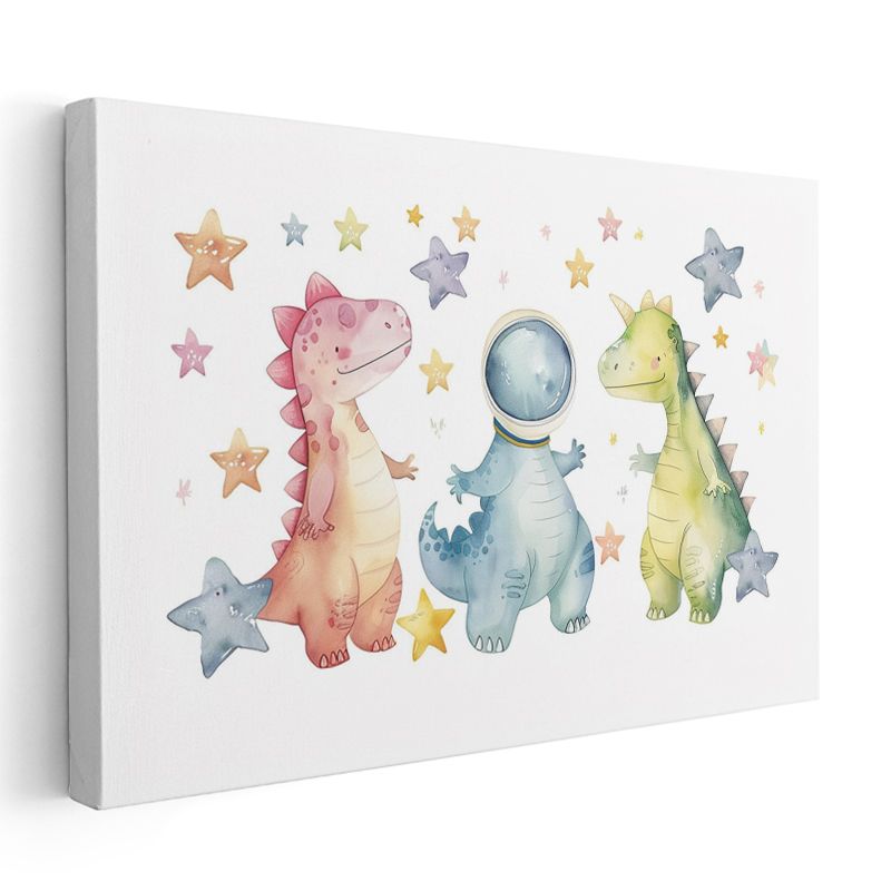 Uzay Dinozorları - Yıldızlı Gökyüzü Temalı Kanvas Tablo