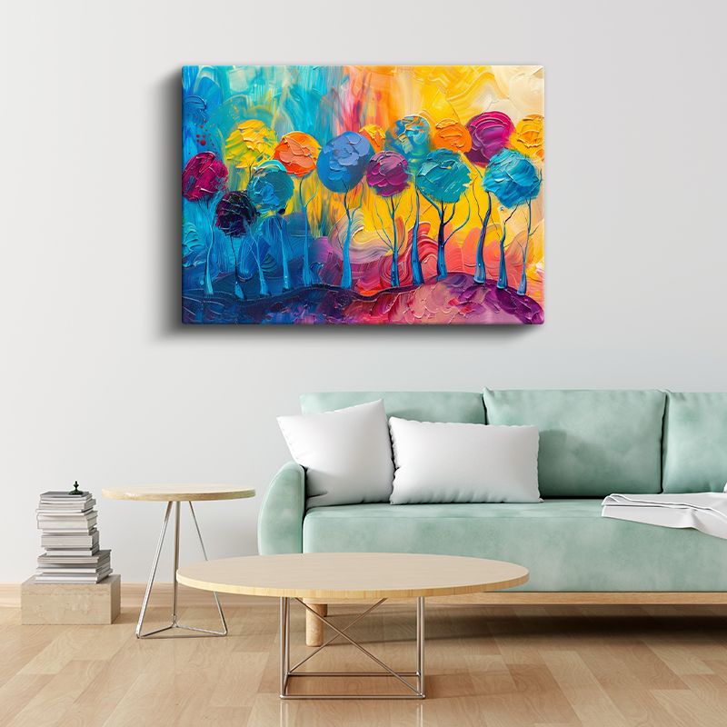 Renkli Ağaçlar - Soyut Sanat Kanvas Tablo