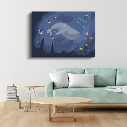 Sevimli Havuç - Mor Zeminde Karakter Kanvas Tablo