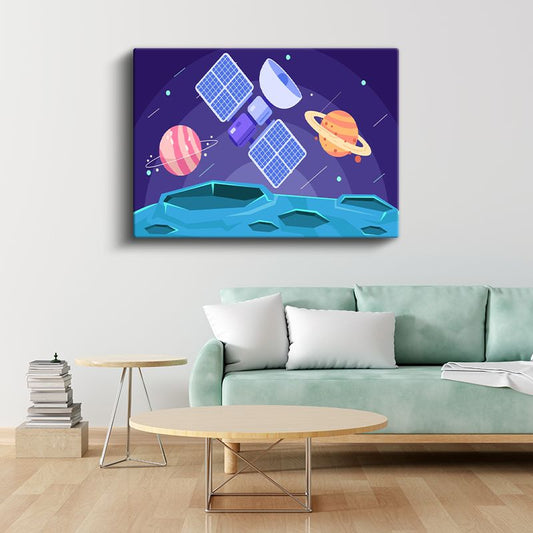 Uzay İstasyonu - Gezegenler ve Yıldızlar Kanvas Tablo