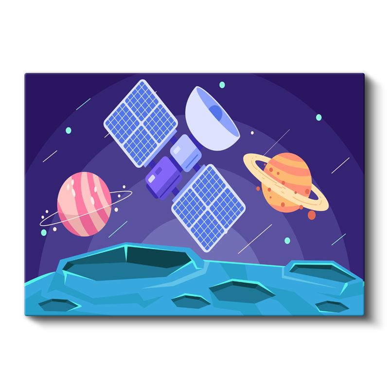 Uzay İstasyonu - Gezegenler ve Yıldızlar Kanvas Tablo