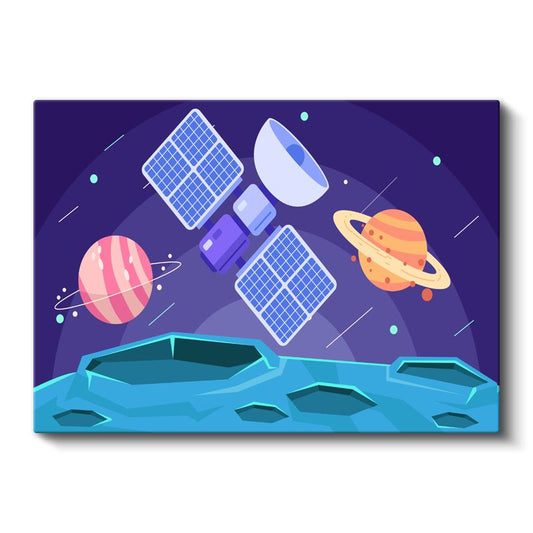 Uzay İstasyonu - Gezegenler ve Yıldızlar Kanvas Tablo