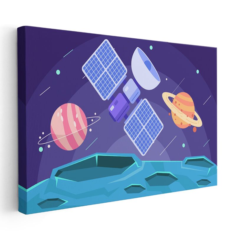 Uzay İstasyonu - Gezegenler ve Yıldızlar Kanvas Tablo