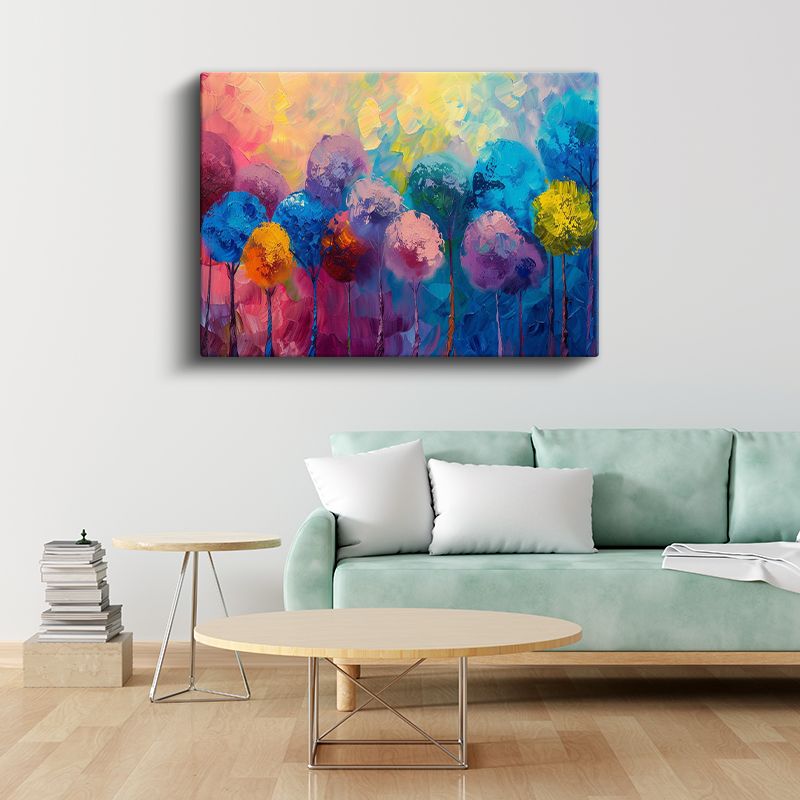 Renkli Ağaçlar - Soyut Sanat Eseri Kanvas Tablo