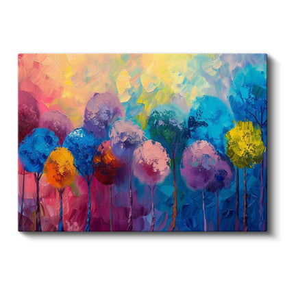 Renkli Ağaçlar - Soyut Sanat Eseri Kanvas Tablo
