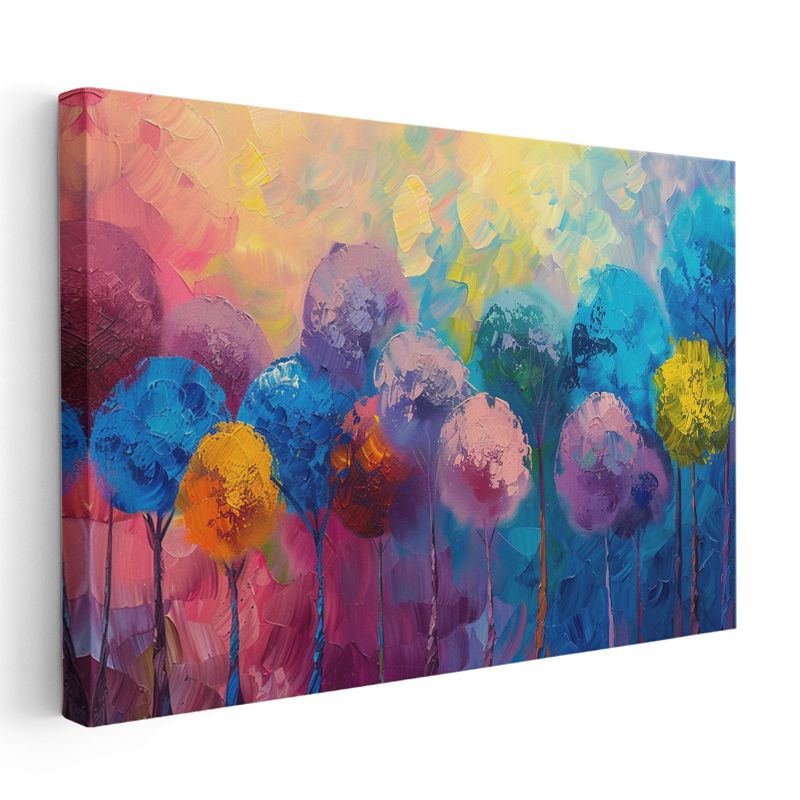 Renkli Ağaçlar - Soyut Sanat Eseri Kanvas Tablo