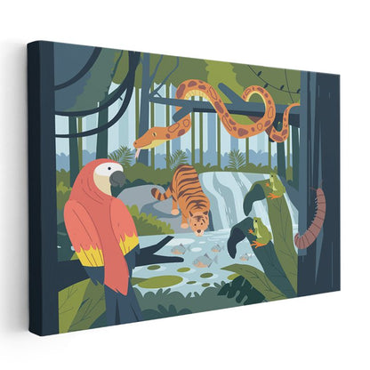 Yağmur Ormanı - Vahşi Hayvanlar Macerası Kanvas Tablo