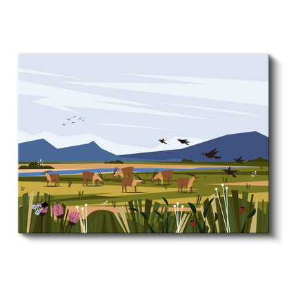 Doğa Manzarası - Çayırda Otlayan Hayvanlar Kanvas Tablo