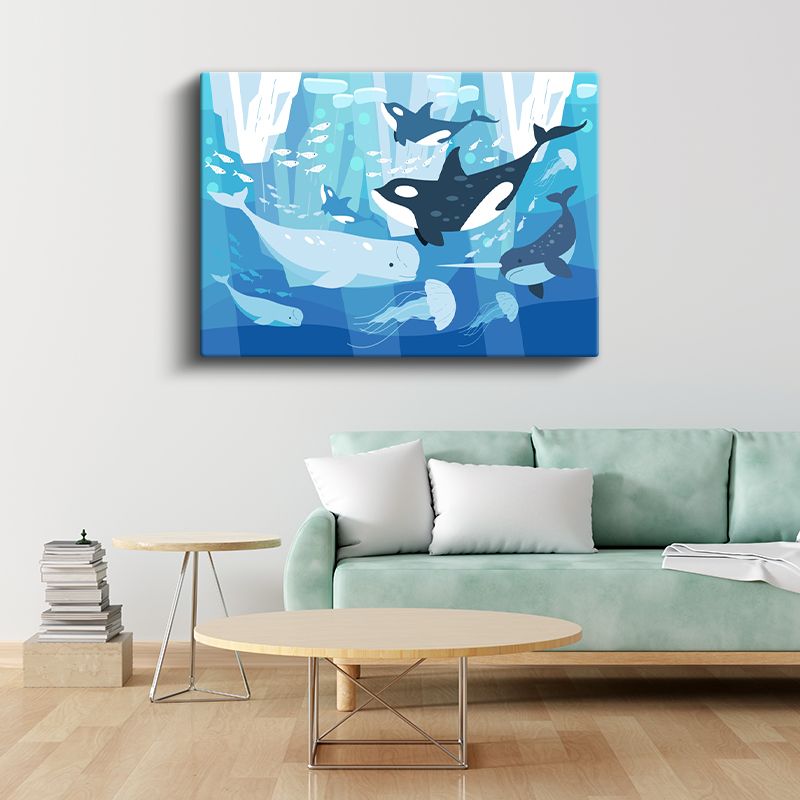 Okyanus Dostları - Balinalar ve Deniz Canlıları Kanvas Tablo