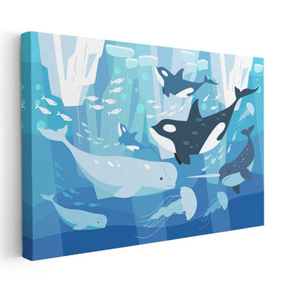 Okyanus Dostları - Balinalar ve Deniz Canlıları Kanvas Tablo