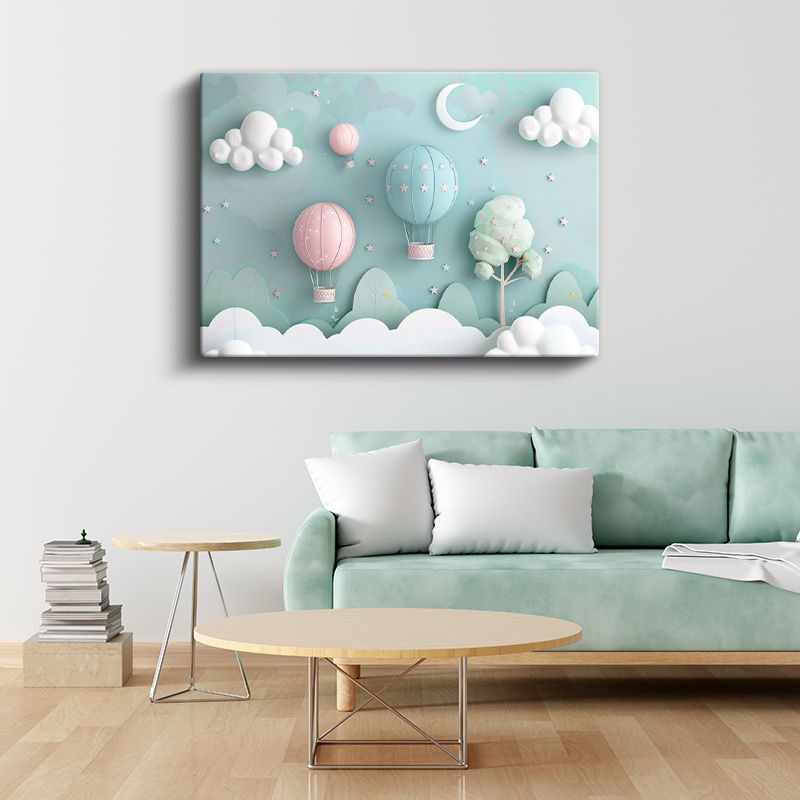 Sıcak Hava Balonları - D Bulutlu Gökyüzü Kanvas Tablo