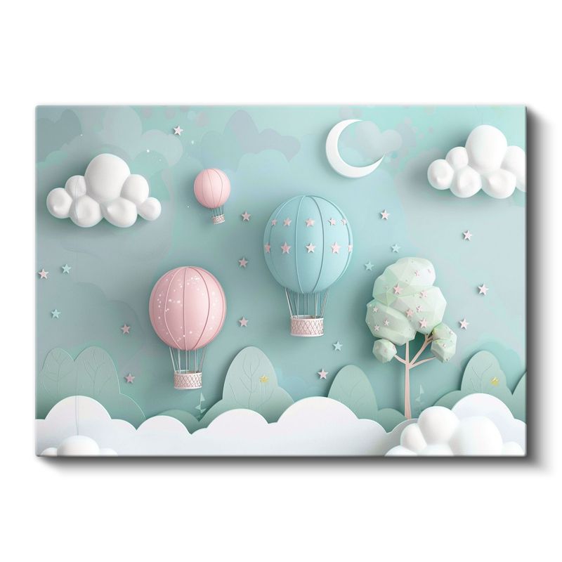 Sıcak Hava Balonları - D Bulutlu Gökyüzü Kanvas Tablo