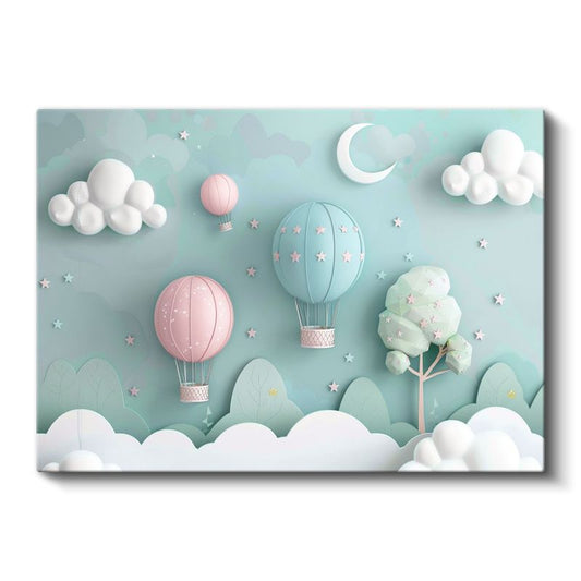 Sıcak Hava Balonları - D Bulutlu Gökyüzü Kanvas Tablo
