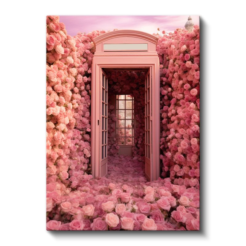 Pembe Gül Kapısı - Masalsı Çiçek Geçidi Kanvas Tablo