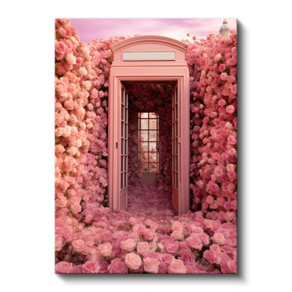Pembe Gül Kapısı - Masalsı Çiçek Geçidi Kanvas Tablo