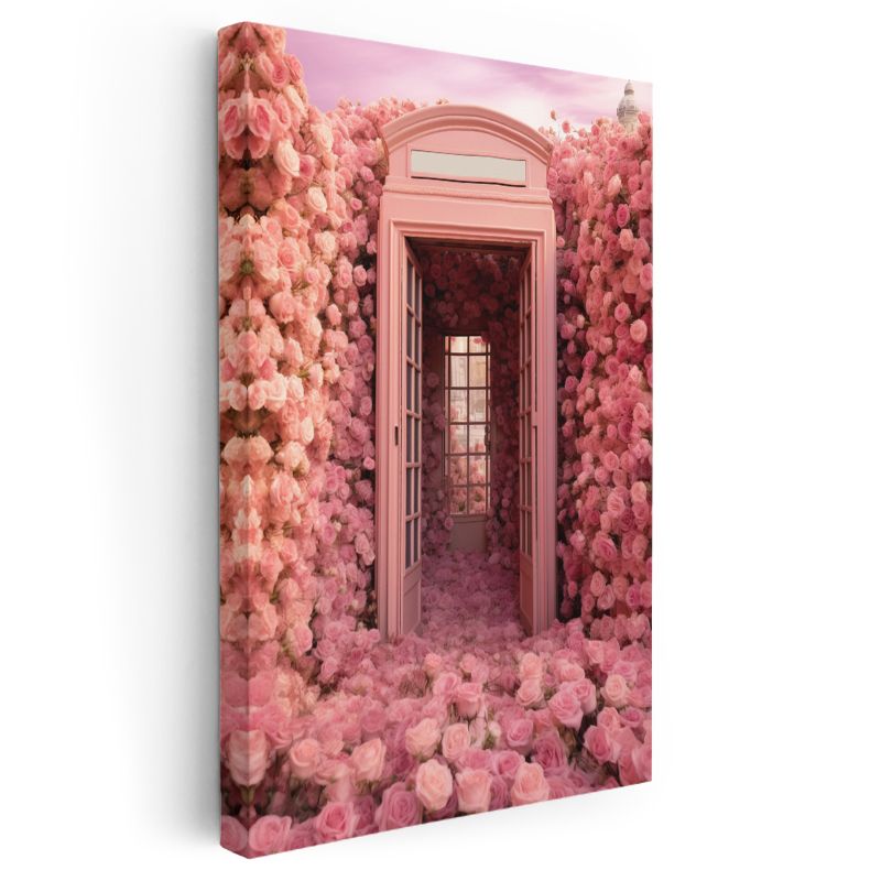 Pembe Gül Kapısı - Masalsı Çiçek Geçidi Kanvas Tablo
