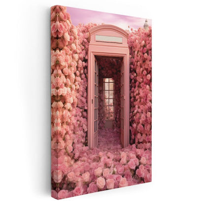 Pembe Gül Kapısı - Masalsı Çiçek Geçidi Kanvas Tablo