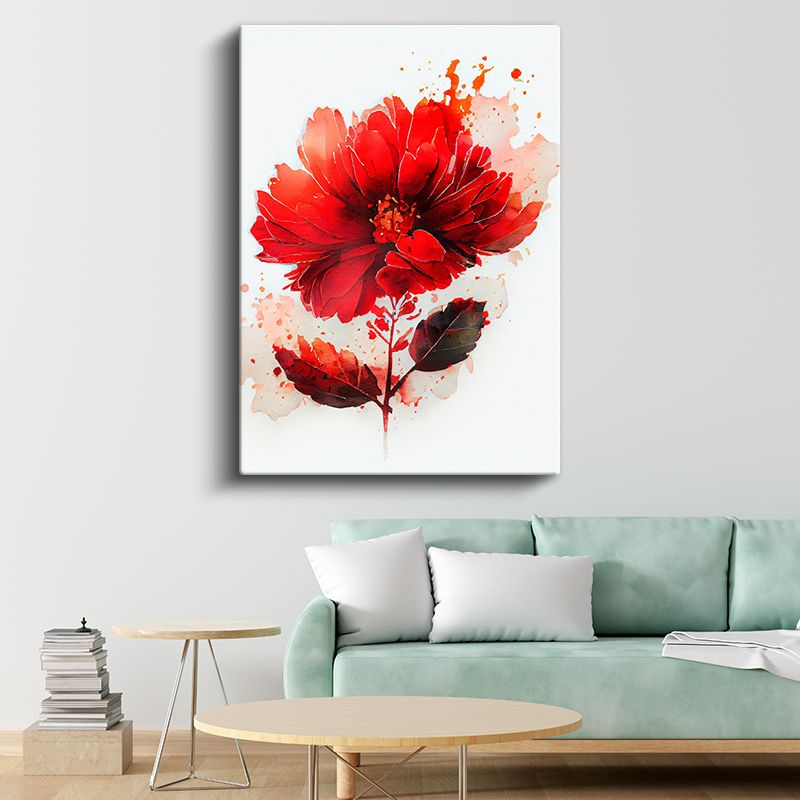 Kırmızı Gelincik - Suluboya Çiçek Sanatı Kanvas Tablo