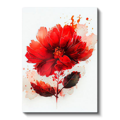 Kırmızı Gelincik - Suluboya Çiçek Sanatı Kanvas Tablo