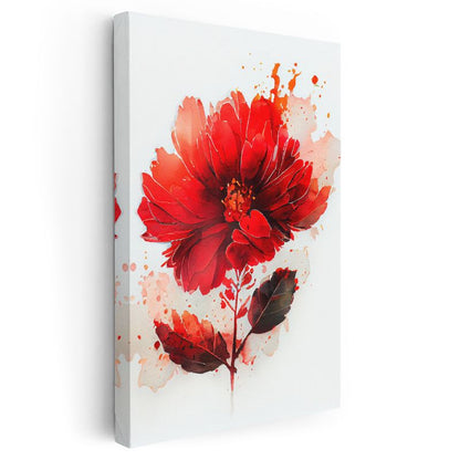 Kırmızı Gelincik - Suluboya Çiçek Sanatı Kanvas Tablo