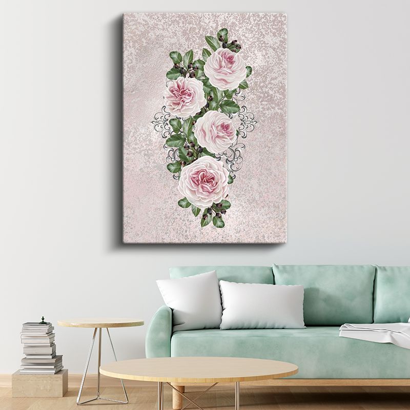 Vintage Pembe Güller - Şık Dekoratif Süslemeli Kanvas Tablo