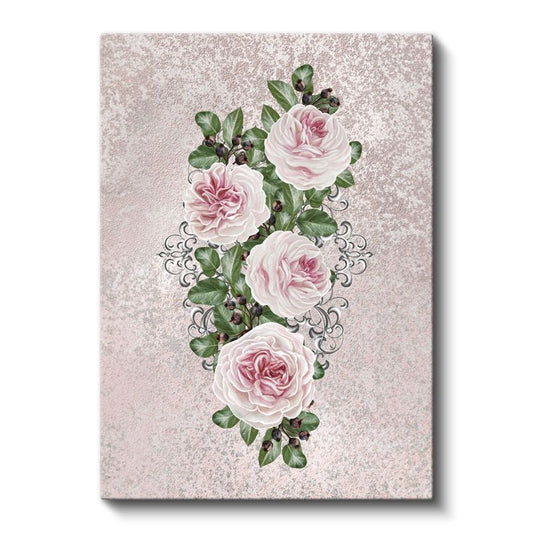 Vintage Pembe Güller - Şık Dekoratif Süslemeli Kanvas Tablo