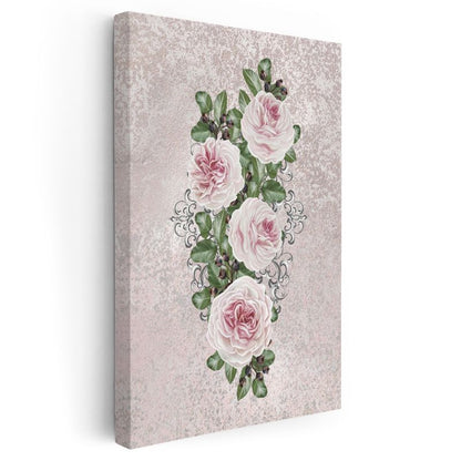 Vintage Pembe Güller - Şık Dekoratif Süslemeli Kanvas Tablo