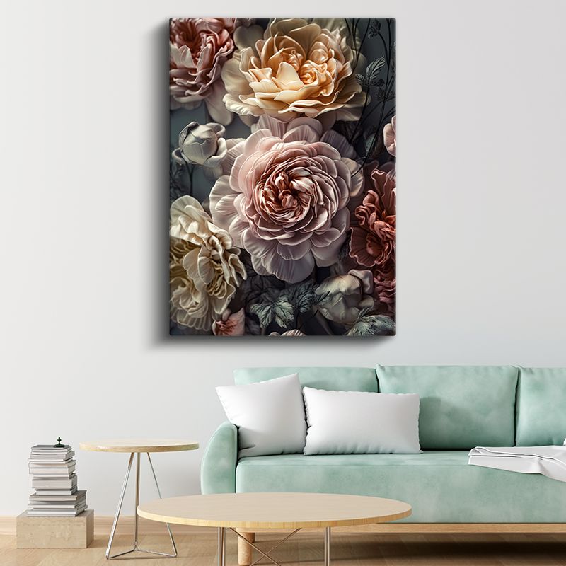 Vintage Şakayıklar - Romantik Pastel Çiçek Kanvas Tablo